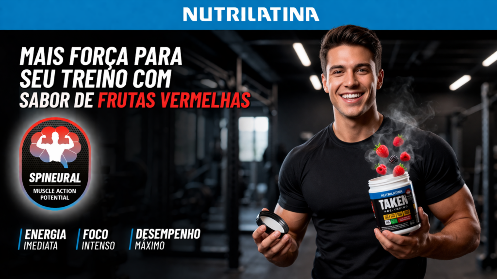 Homem segurando o pré-treino da Nutrilatina